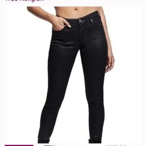 True Religion Halle Coated Black Jeans Mid  Rise Skinny size 29
